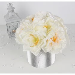 DUŻY BUKIET w srebrnym pudełku BIAŁE KWIATY lux